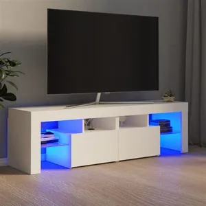 vidaXL Meuble TV avec lumières LED Blanc 140x36,5x40 cm pas cher