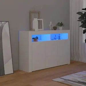 vidaXL Buffet avec lumières LED Blanc 115,5x30x75 cm pas cher
