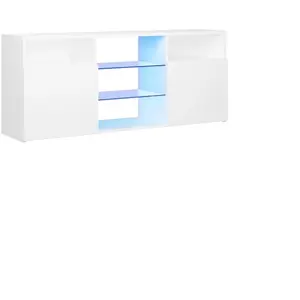 vidaXL Meuble TV avec lumières LED blanc 120x30x50 cm pas cher