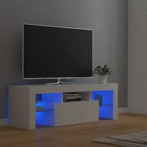 vidaXL Meuble TV avec lumières LED Blanc 120x35x40 cm pas cher