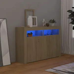 vidaXL Buffet avec lumières LED chêne sonoma 115,5x30x75 cm pas cher