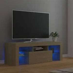 vidaXL Meuble TV avec lumières LED chêne sonoma 120x35x40 cm pas cher