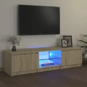 vidaXL Meuble TV avec lumières LED chêne sonoma 140x40x35,5 cm pas cher