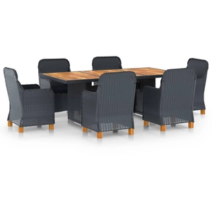 vidaXL Mobilier à dîner 7 pcs avec coussins Résine tressée Gris foncé pas cher