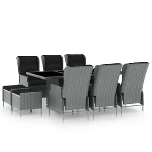 Comparateur de prix : vidaXL Ensemble à manger d'extérieur et coussins 9 pcs résine tressée