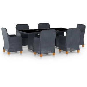 vidaXL Ensemble à manger d'extérieur et coussins 7 pcs résine tressée pas cher