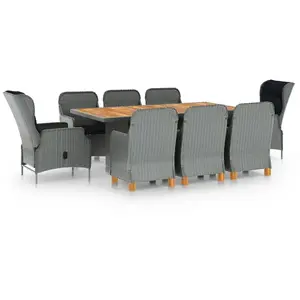 Comparateur de prix : vidaXL Ensemble à manger 9 pcs avec coussins résine tressée gris clair