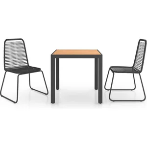 vidaXL Salon de jardin 3 pcs Rotin PVC Noir et marron pas cher