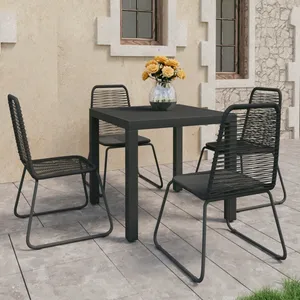 vidaXL Salon de jardin 5 pcs Rotin PVC Noir pas cher