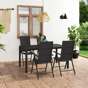 vidaXL Ensemble de salle à manger de jardin 5 pcs Noir pas cher