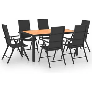 vidaXL Ensemble de salle à manger de jardin 7 pcs Noir et marron pas cher