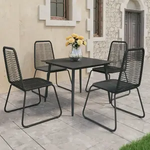 vidaXL Salon de jardin 5 pcs Rotin PVC Noir pas cher
