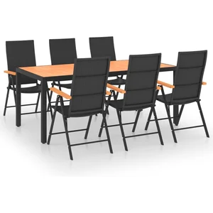 vidaXL Ensemble de salle à manger de jardin 7 pcs Noir et marron pas cher