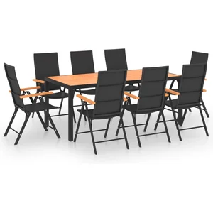 vidaXL Ensemble de salle à manger de jardin 9 pcs Noir et marron pas cher