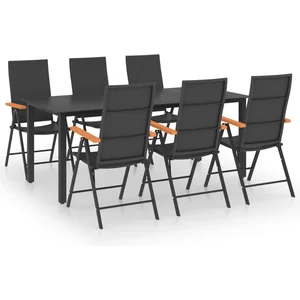 Ensemble de salle à manger de jardin 7 pcs Noir et marron Vidaxl n/a pas cher