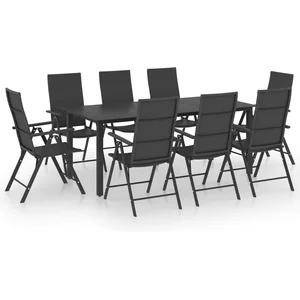 vidaXL Vidaxl Ensemble À Dîner De Jardin 9 Pcs Noir pas cher
