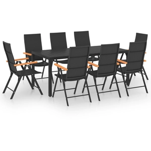 vidaXL Ensemble de salle à manger de jardin 9 pcs Noir et marron pas cher