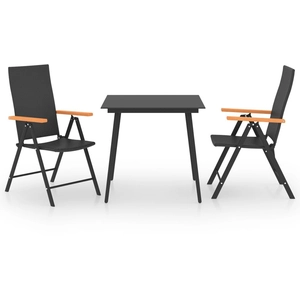 vidaXL Ensemble de salle à manger de jardin 3 pcs Noir et marron pas cher