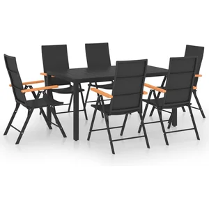 vidaXL Ensemble de salle à manger de jardin 7 pcs Noir et marron pas cher