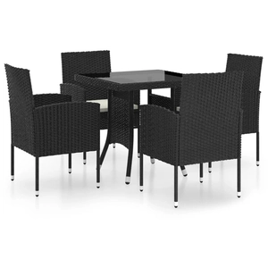 vidaXL Ensemble à dîner de jardin 5 pcs Résine tressée Noir pas cher