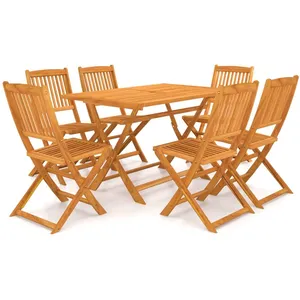 vidaXL Mobilier à dîner de jardin pliable 7 pcs Bois d'acacia solide pas cher