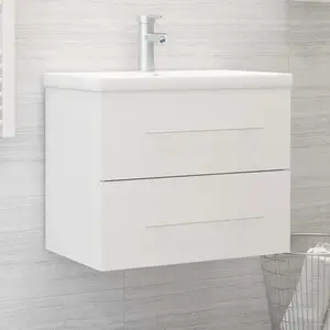 vidaXL Armoire d'évier Blanc 60x38,5x48 cm Aggloméré pas cher