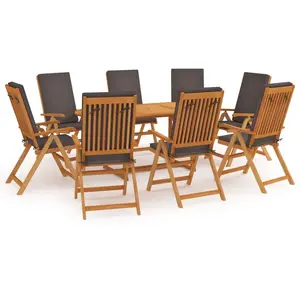 Comparateur de prix : vidaXL Salon de jardin 9 pcs avec coussins Bois de teck massif Gris
