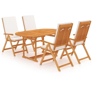 vidaXL Salon de jardin 5 pcs avec coussins Bois de teck massif pas cher