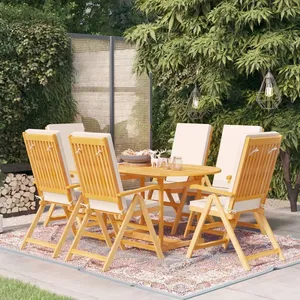 vidaXL Salon de jardin 7 pcs avec coussins Bois de teck massif pas cher
