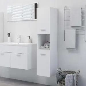 vidaXL Armoire de salle de bain Blanc 30x30x130 cm Aggloméré pas cher