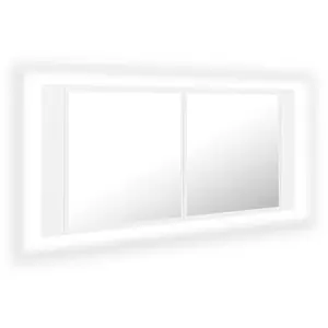 vidaXL Armoire salle de bain à miroir LED Blanc 100x12x45 cm Acrylique pas cher