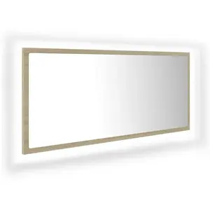 vidaXL Miroir LED de salle de bain Chêne sonoma 100x8,5x37cm Acrylique pas cher