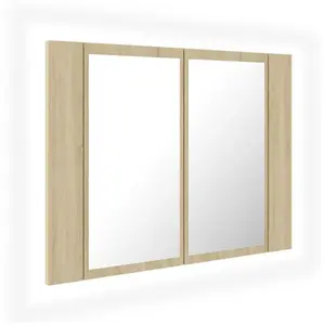 vidaXL Armoire à miroir à LED de bain Chêne sonoma 60x12x45 Acrylique pas cher