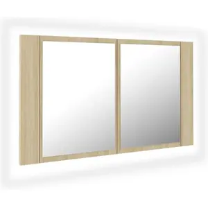 vidaXL Armoire à miroir à LED de bain Chêne sonoma 80x12x45 Acrylique pas cher