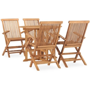 vidaXL Mobilier à dîner d'extérieur pliable 5 pcs Bois solide de teck pas cher