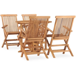 vidaXL Mobilier à dîner d'extérieur pliable 5 pcs Bois solide de teck pas cher