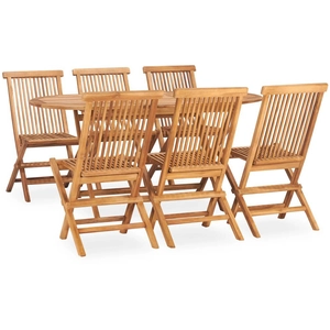 vidaXL Mobilier à dîner d'extérieur pliable 7 pcs Bois solide de teck pas cher