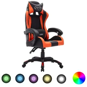 Comparateur de prix : vidaXL Fauteuil de jeux vidéo avec LED RVB Orange et noir Similicuir