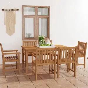 vidaXL Ensemble à manger de jardin 7 pcs Bois de teck solide pas cher