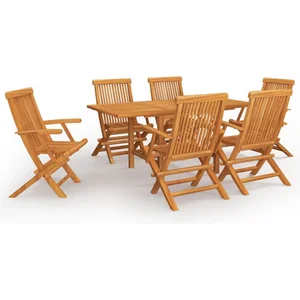 vidaXL Salon de jardin 7 pcs Bois de teck massif pas cher