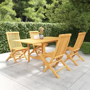 vidaXL Salon de jardin 5 pcs Bois de teck massif pas cher