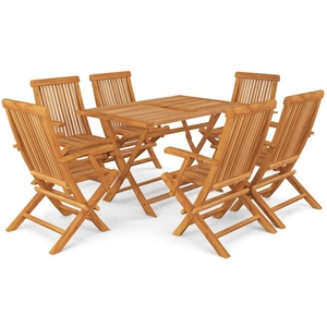 vidaXL Salon de jardin 7 pcs Bois de teck massif pas cher