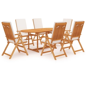 vidaXL Salon de jardin 7 pcs avec coussins Bois de teck massif