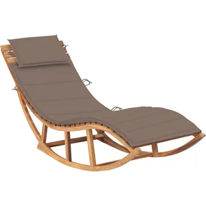 vidaXL Chaise longue à bascule avec coussin Bois de teck solide pas cher