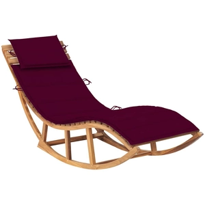 vidaXL Chaise longue à bascule avec coussin Bois de teck solide pas cher