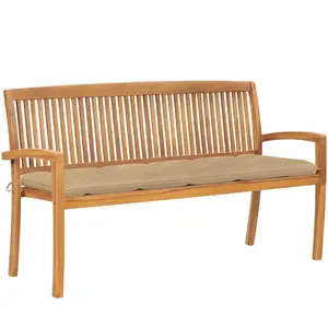 Comparateur de prix : vidaXL Banc de jardin empilable et coussin 159 cm Bois de teck massif