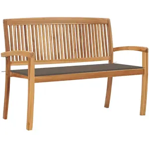 vidaXL Banc de jardin empilable et coussin 128,5cm Bois de teck massif pas cher