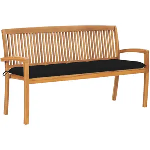 Comparateur de prix : vidaXL Banc de jardin empilable et coussin 159 cm Bois de teck massif