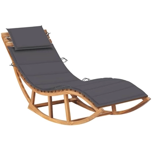 vidaXL Chaise longue à bascule avec coussin Bois de teck solide pas cher