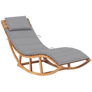 vidaXL Chaise longue à bascule avec coussin Bois de teck solide pas cher